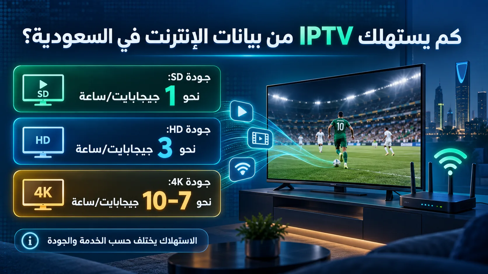 كم يستهلك IPTV من بيانات الإنترنت في السعودية؟