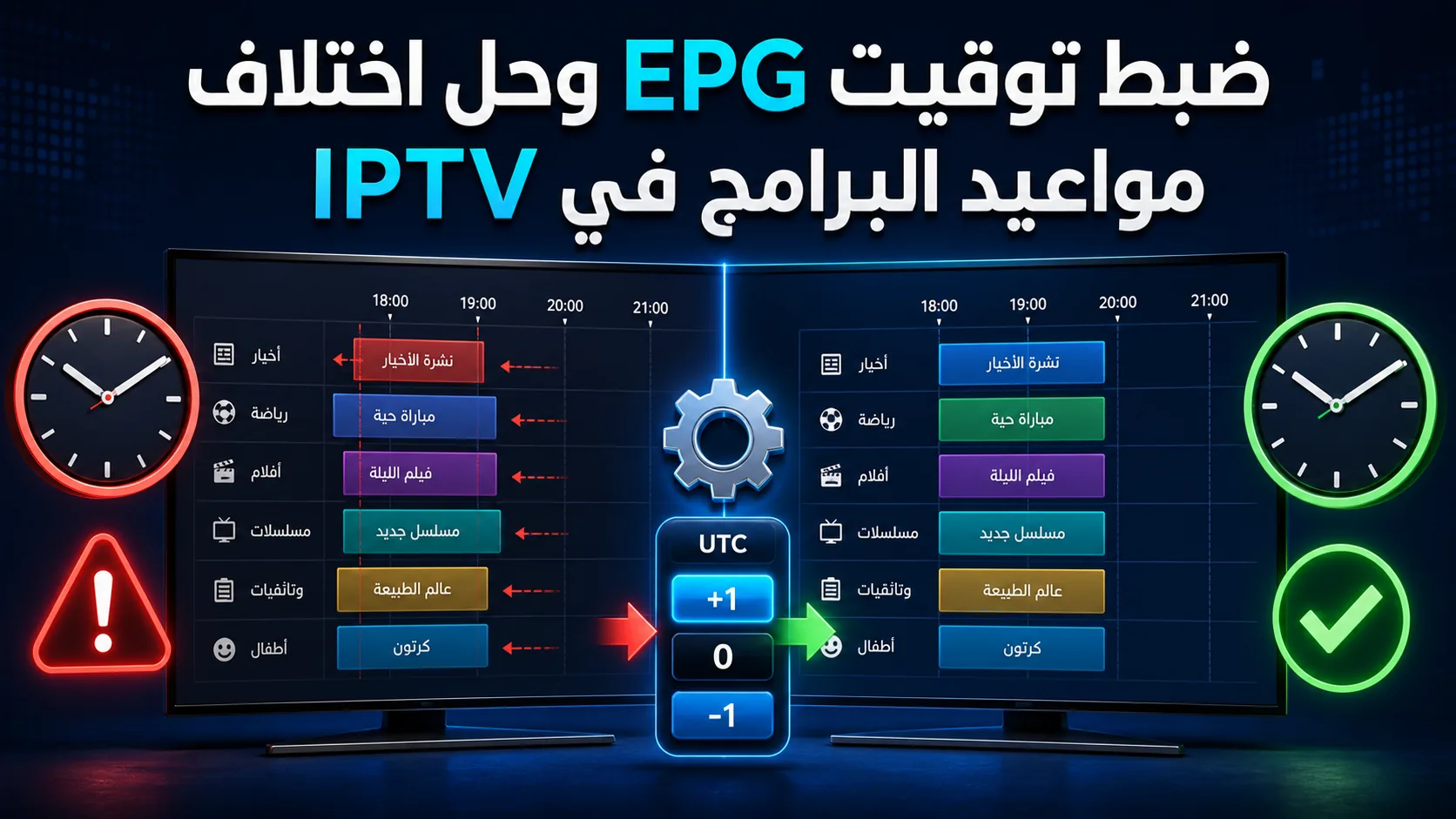 ضبط توقيت epg في iptv — ضبط توقيت EPG وحل اختلاف مواعيد البرامج في IPTV