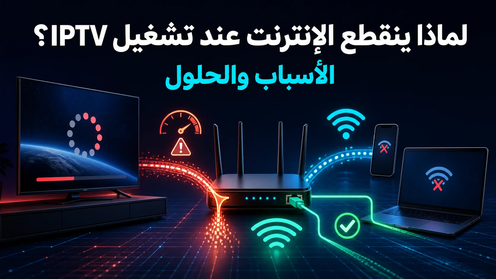 انقطاع النت عند الاتصال — لماذا ينقطع الإنترنت عند تشغيل IPTV؟ الأسباب والحلول