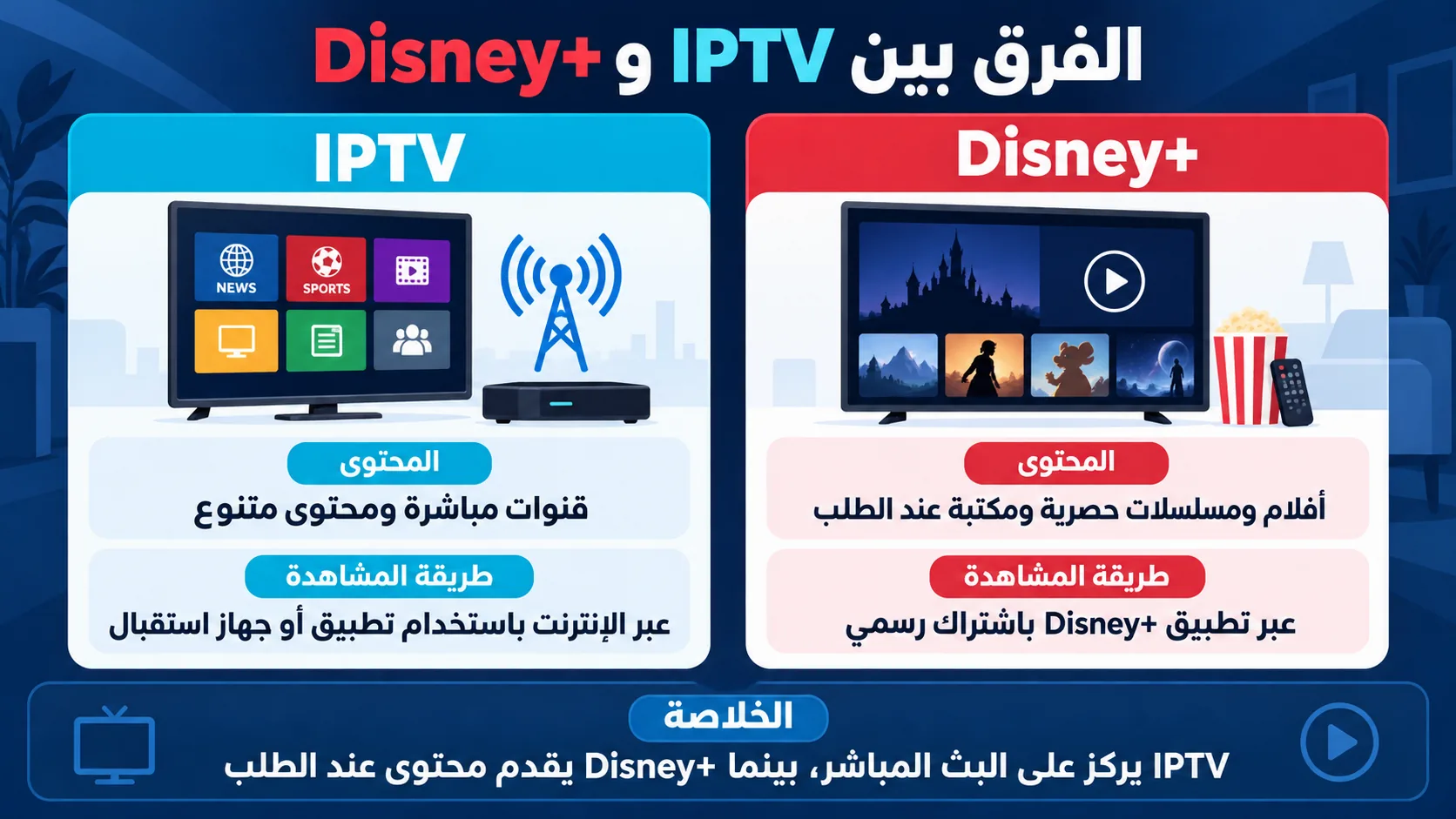 الفرق بين iptv و disney plus — الفرق بين IPTV وDisney+ من حيث المحتوى وطريقة المشاهدة